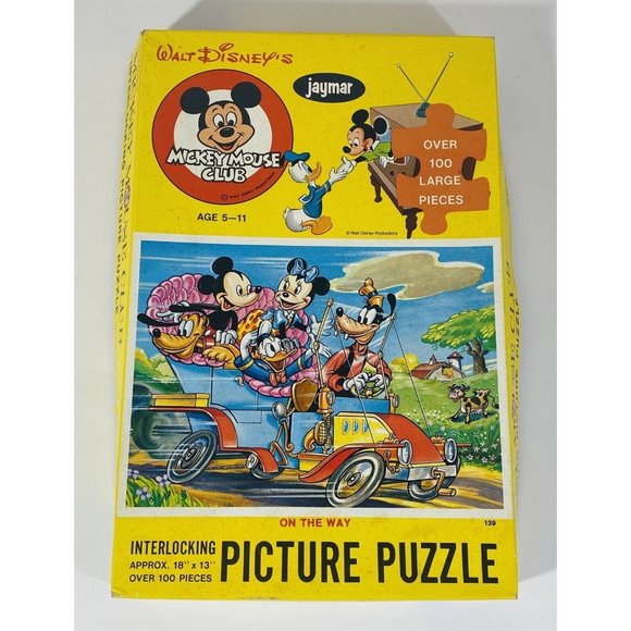 Vintage Mickey Mouse Club Jigsaw Puzzle Jaymar On The Way 100 Pieces 1960s - Picture 1 of 8